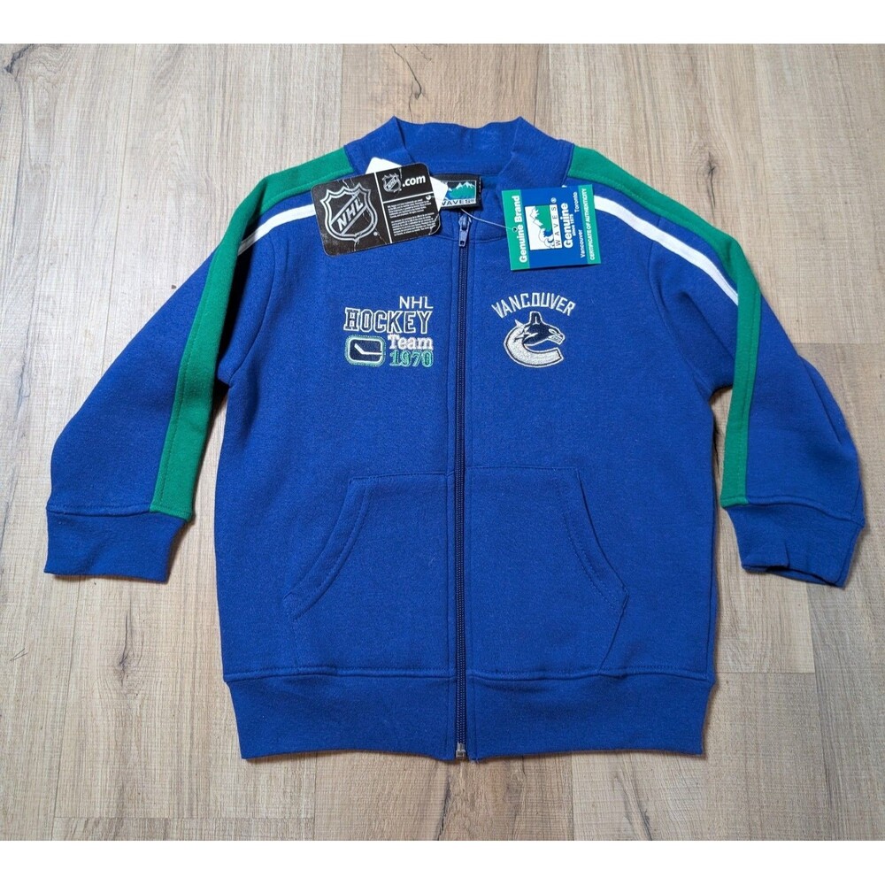 NWT Vintage NHL Vancouver Canucks Waves Kids Size 6X Jacket Full Zip Fleece